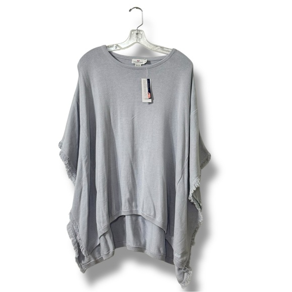 Vineyard Vines Tops - Vineyard Vines Fringe Sweater Poncho Baby Blue Cozy Layer Women’s XS/S